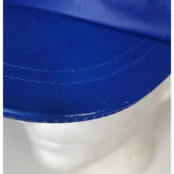 VTG Blue Leather Hat Revelstoke CAT skiing zip strap embroidered cap - Picture 3 of 10